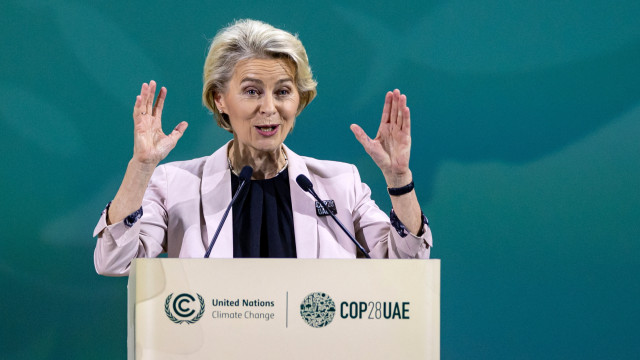 President of the European Commission Ursula von der Leyen speaks during the UN Climate Change Conference COP28, in Dubai, United Arab Emirates, 02 December 2023